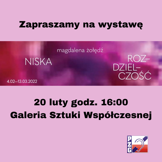 Plakat informujący o wystawie Magdaleny Żołędź pod tytułem Niska rozdzielczość